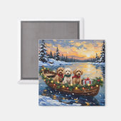 Cockapoo Kerstboot Vakantie Magneet (Voorkant / Achterkant)