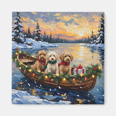 Cockapoo Kerstboot Vakantie Magneet (Voorkant)