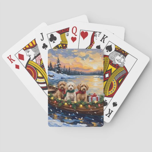 Cockapoo Kerstboot Vakantie Pokerkaarten (Achterkant)