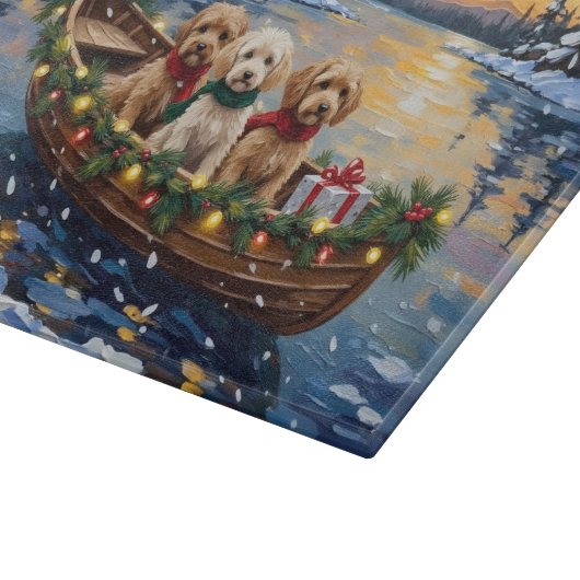 Cockapoo Kerstboot Vakantie Snijplank (Hoek)
