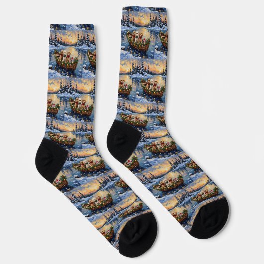 Cockapoo Kerstboot Vakantie Sokken (Rechts)