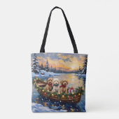 Cockapoo Kerstboot Vakantie Tote Bag (Achterkant)