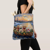 Cockapoo Kerstboot Vakantie Tote Bag (Dichtbij)