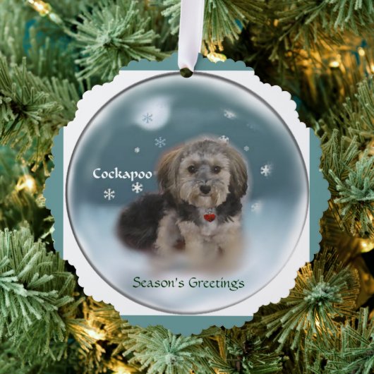 Cockapoo-kerstcadeaus Ornament Kaart (Insitu (Drie))