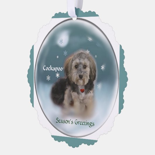 Cockapoo-kerstcadeaus Ornament Kaart (Links)