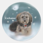 Cockapoo-kerstcadeaus Ronde Sticker (Voorkant)