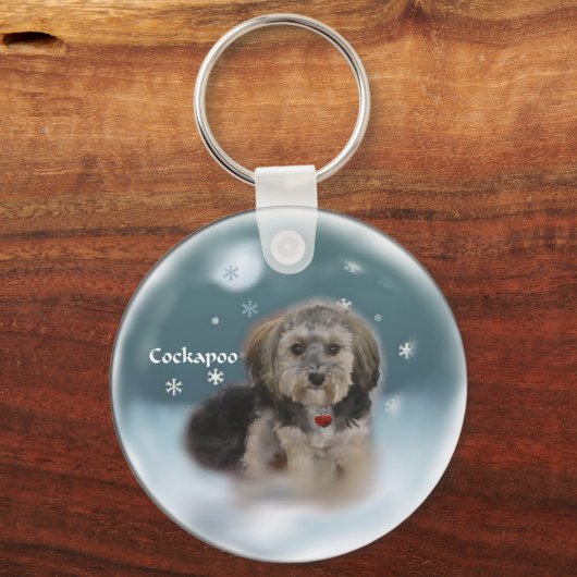 Cockapoo-kerstcadeaus Sleutelhanger (Voorkant)