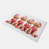Cockapoo Kerstjurk Kerstman Hoed Deurmat (Schuin)
