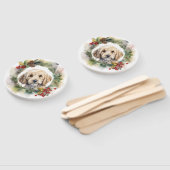 Cockapoo Kerstkrans feestelijke pup Handwaaier (Niet-gemonteerd)