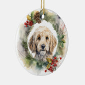 Cockapoo Kerstkrans feestelijke pup Keramisch Ornament (Rechts)