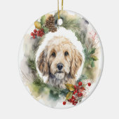 Cockapoo Kerstkrans feestelijke pup Keramisch Ornament (Links)