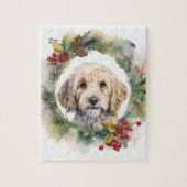 Cockapoo Kerstkrans feestelijke pup Legpuzzel (Verticaal)