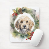 Cockapoo Kerstkrans feestelijke pup Muismat (Met muis)