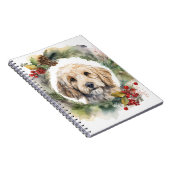 Cockapoo Kerstkrans feestelijke pup Notitieboek (Rechterzijde)