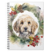 Cockapoo Kerstkrans feestelijke pup Notitieboek (Voorkant)