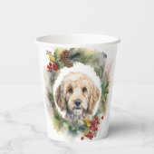Cockapoo Kerstkrans feestelijke pup Papieren Bekers (Achterkant)