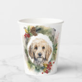 Cockapoo Kerstkrans feestelijke pup Papieren Bekers (Voorkant)