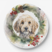 Cockapoo Kerstkrans feestelijke pup Papieren Bordje (Voorkant)