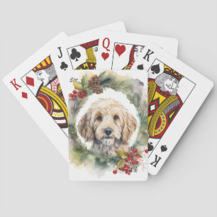 Cockapoo Kerstkrans feestelijke pup Pokerkaarten