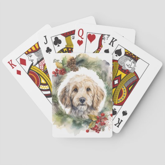 Cockapoo Kerstkrans feestelijke pup Pokerkaarten (Achterkant)