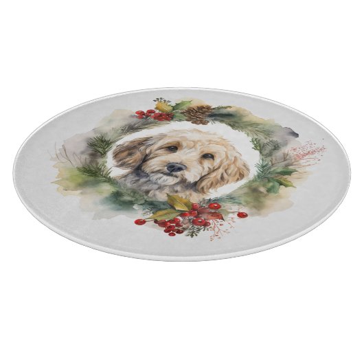 Cockapoo Kerstkrans feestelijke pup Snijplank (Hoek)