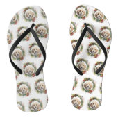 Cockapoo Kerstkrans feestelijke pup Teenslippers (Voetbed)