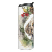 Cockapoo Kerstkrans feestelijke pup Thermosbeker (Gedraaid links)