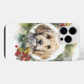 Cockapoo Kerstkrans Festieve Pup iPhone Hoesje (Achterkant horizontaal)