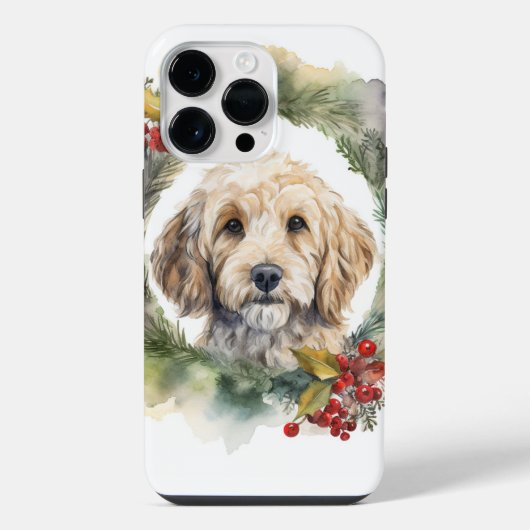 Cockapoo Kerstkrans Festieve Pup iPhone Hoesje (Achterkant)