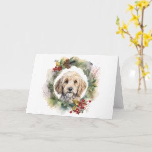 Cockapoo Kerstkrans Festieve Pup Kaart