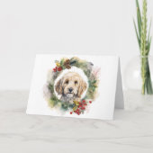 Cockapoo Kerstkrans Festieve Pup Kaart (Voorkant)