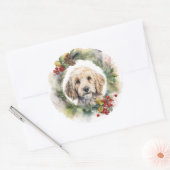 Cockapoo Kerstkrans Festieve Pup Ronde Sticker (Envelop)