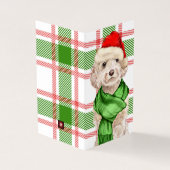 Cockapoo Kerstmis Dog Red en Green Pset Holiday Kaart (Buitenkant)