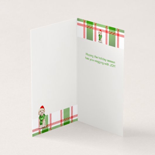 Cockapoo Kerstmis Dog Red en Green Pset Holiday Kaart (Binnen)
