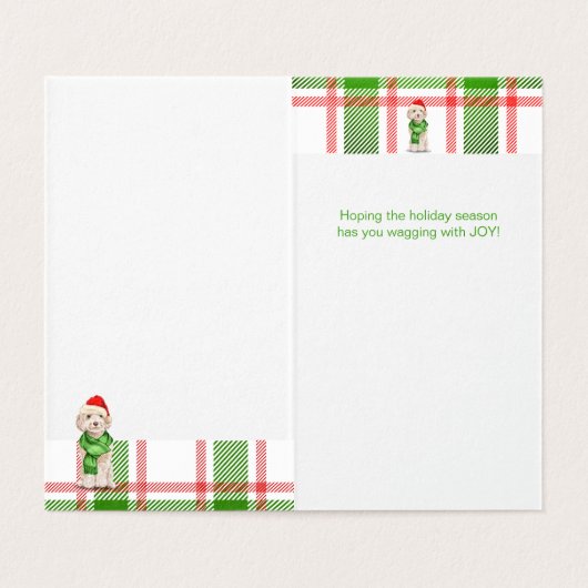 Cockapoo Kerstmis Dog Red en Green Pset Holiday Kaart (Binnenkant ongevouwen)