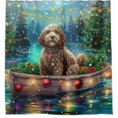 Cockapoo Kerstmis Feestelijke Reis Douchegordijn (Voorkant)