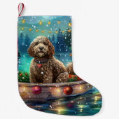 Cockapoo Kerstmis Feestelijke Reis Kleine Kerstsok (Voorkant)