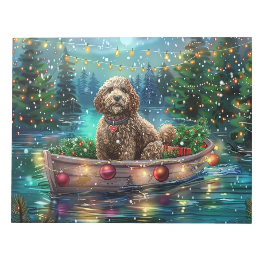 Cockapoo Kerstmis Feestelijke Reis Notitieblok (Voorkant)