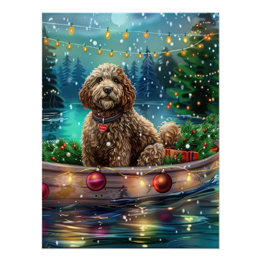 Cockapoo Kerstmis Feestelijke Reis Perfect Poster (Voorkant)