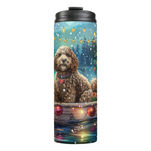 Cockapoo Kerstmis Feestelijke Reis Thermosbeker (Voorkant)