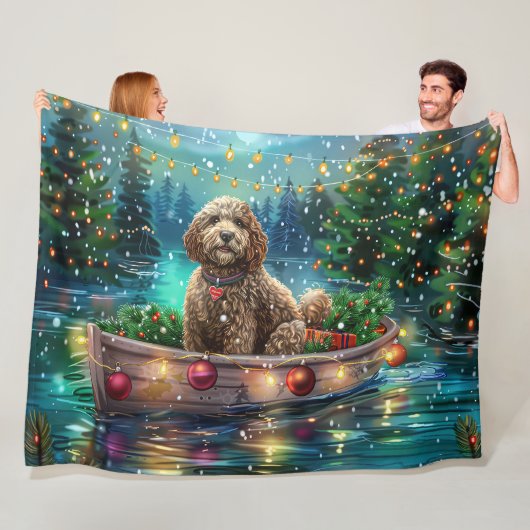 Cockapoo Kerstmis Festivale Reis Fleece Deken (In situ)