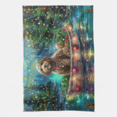 Cockapoo Kerstmis Festivale Reis Theedoek (Verticaal)