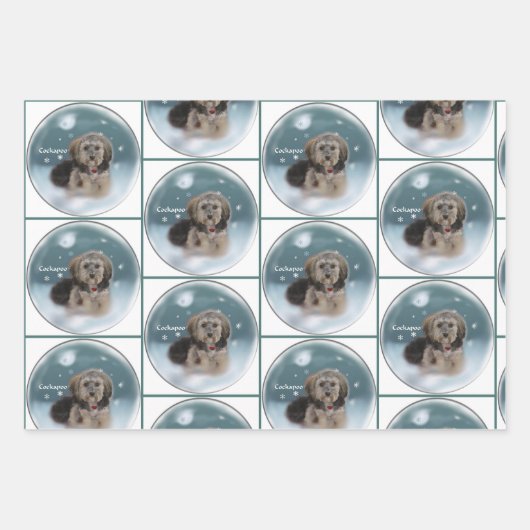 Cockapoo Kerstmis Inpakpapier Vel (Voorkant 2)