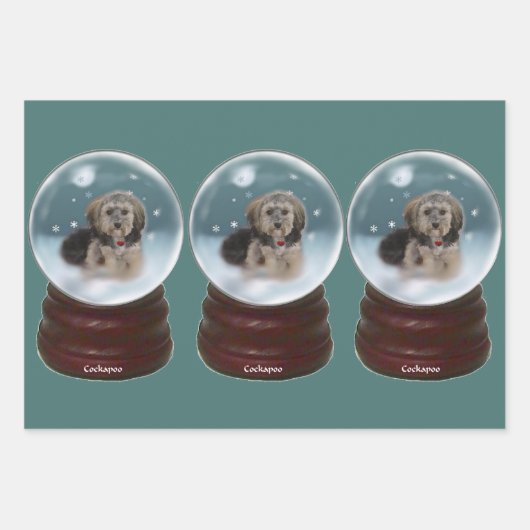 Cockapoo Kerstmis Inpakpapier Vel (Voorkant)