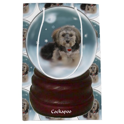 Cockapoo Kerstmis Medium Cadeauzakje (Voorkant)