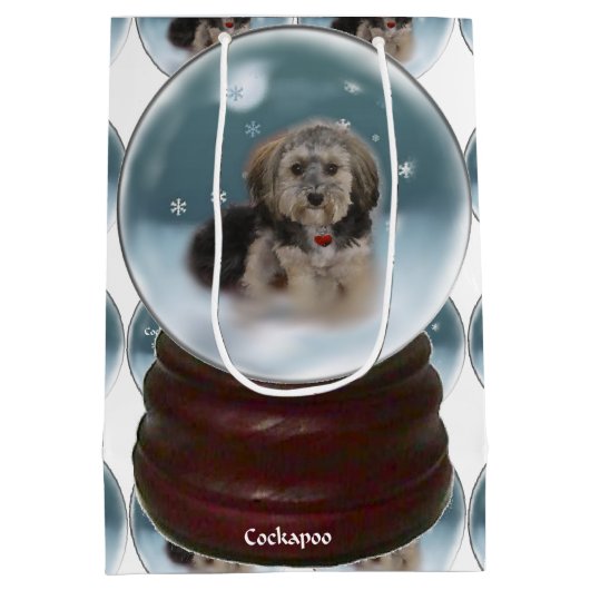 Cockapoo Kerstmis Medium Cadeauzakje (Achterkant)