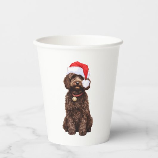 Cockapoo Kerstmis Papieren Bekers (Voorkant)