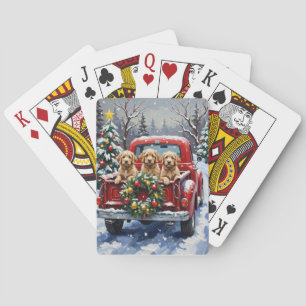 Cockapoo Kerstmis Rode Truck Holiday Pokerkaarten