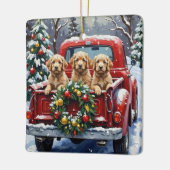 Cockapoo Kerstmis Rode Truck Vakantie Keramisch Ornament (Links)
