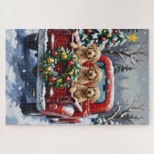 Cockapoo Kerstmis Rode Truck Vakantie Legpuzzel (Horizontaal)